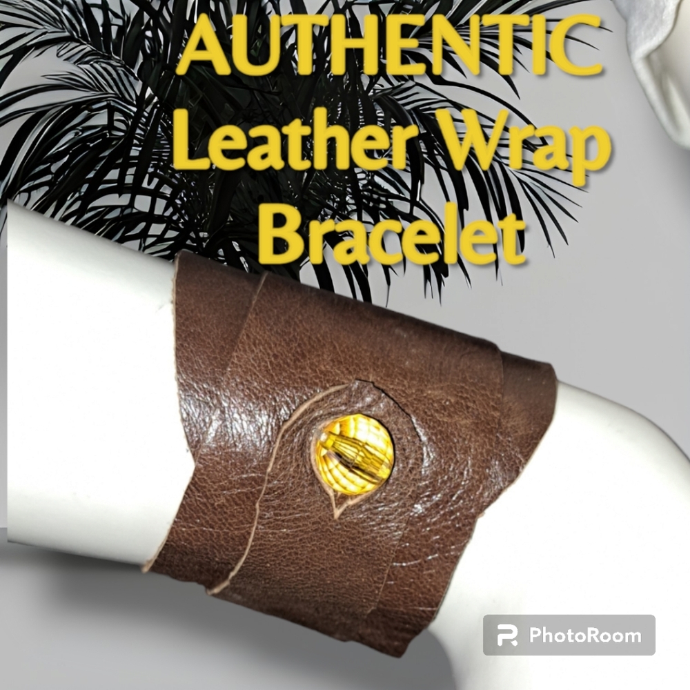 Handmade Buttery Soft Genuine Leather Wrap Bracelet W/vintage Button Closure